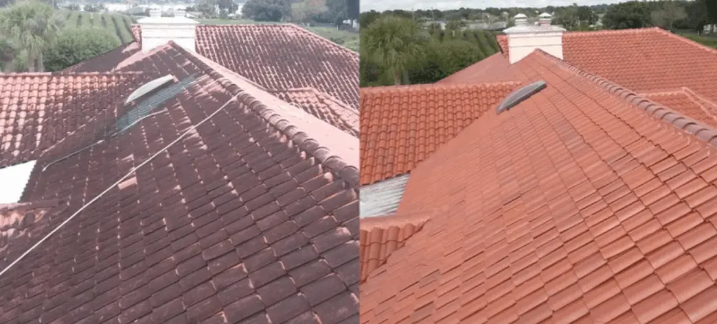 Soft wash tile roof